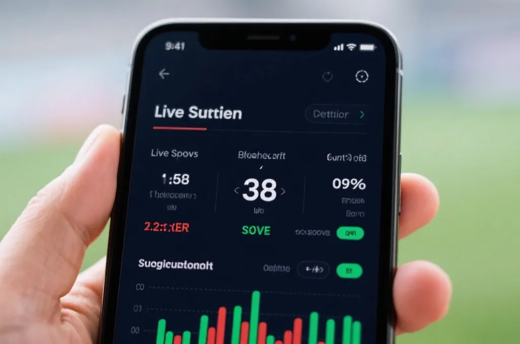 A generic sports statistics application interface displaying live score updates on a mobile phone